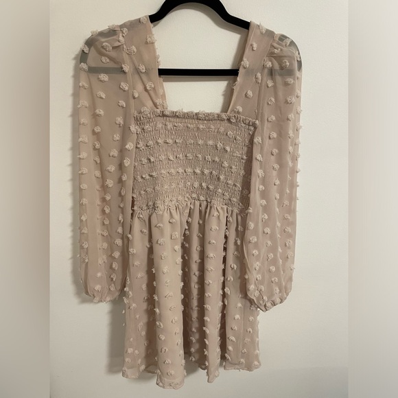 BOHO Cream Swiss Dot Dress - Picture 1 of 3